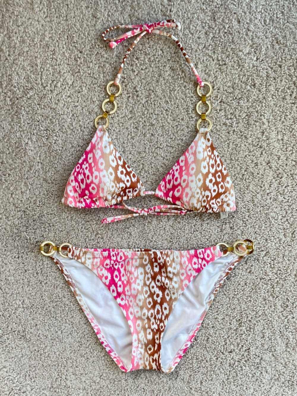 Victoria's Secret Swim Leopard Ombre Chain Bikini Set - Top Small, Bottom Medium